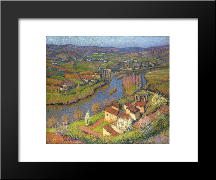 The Lot At St. Cirq-Lapopie 20x24 Black Modern Wood Framed Art Print Poster by Martin, Henri