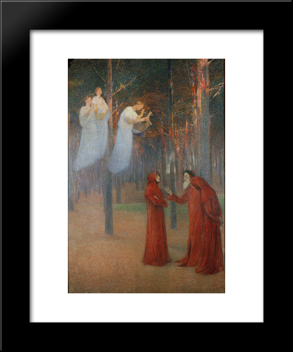 The Poets In The Bois Sacre 20x24 Black Modern Wood Framed Art Print Poster by Martin, Henri