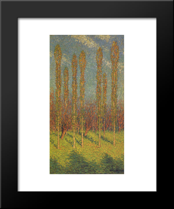 Poplars In Spring 20x24 Black Modern Wood Framed Art Print Poster by Martin, Henri