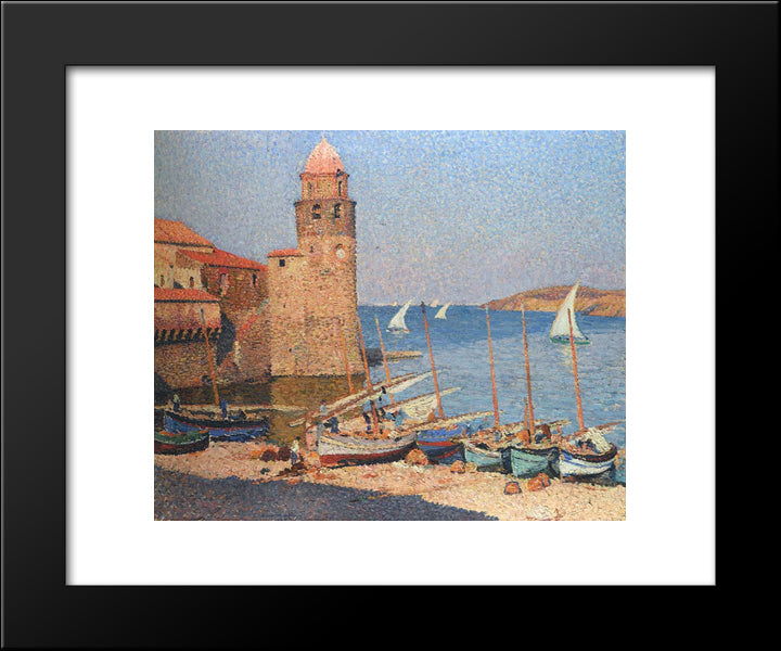 Port Collioure 20x24 Black Modern Wood Framed Art Print Poster by Martin, Henri