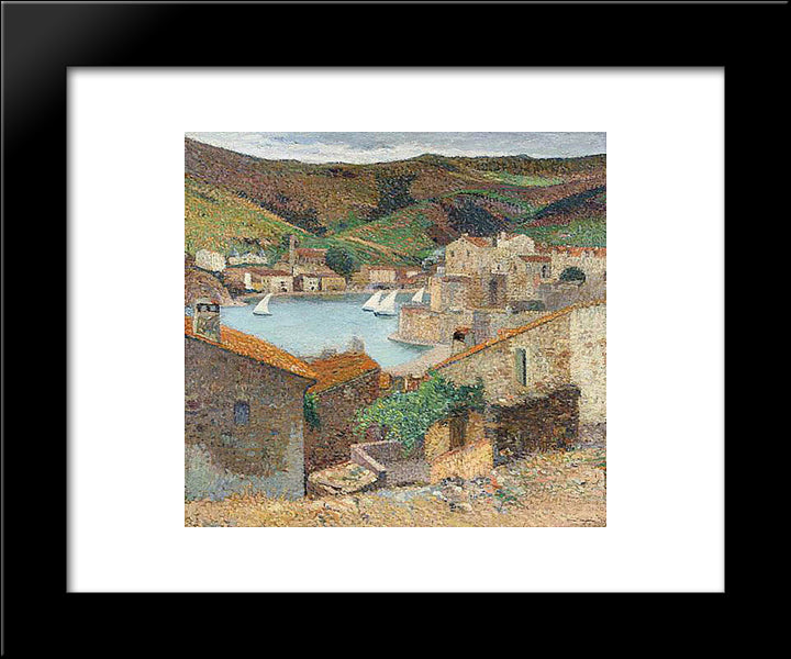 Port Collioure 20x24 Black Modern Wood Framed Art Print Poster by Martin, Henri