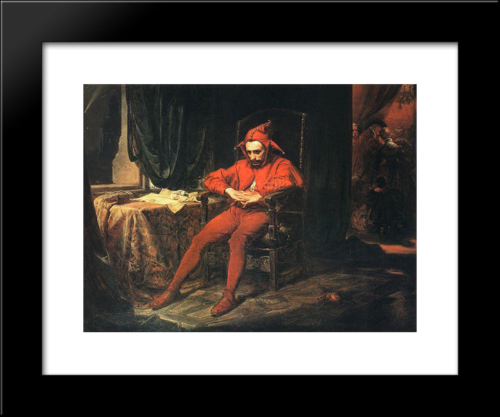 Stanczyk During A Ball At The Court Of Queen 20x24 Black Modern Wood Framed Art Print Poster by Matejko, Jan