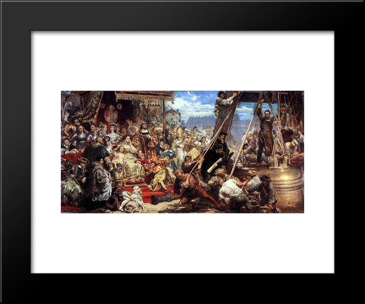 Hanging Of The Sigismund Bell At The Cathedral Tower In 1521 In Krakow 20x24 Black Modern Wood Framed Art Print Poster by Matejko, Jan