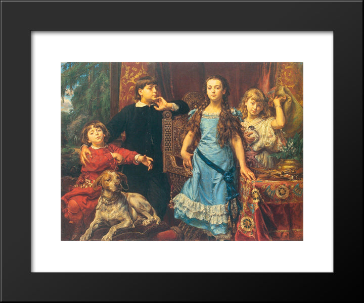 Portrait Of The Artist`S Four Children 20x24 Black Modern Wood Framed Art Print Poster by Matejko, Jan