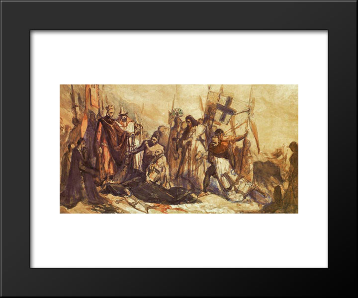 Grunwald Battlefield 20x24 Black Modern Wood Framed Art Print Poster by Matejko, Jan