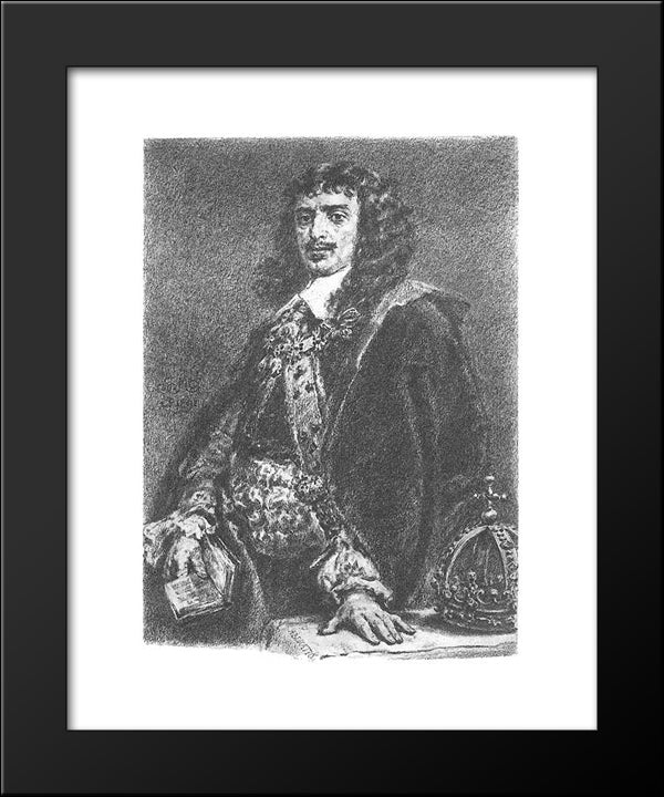 John Ii Casimir 20x24 Black Modern Wood Framed Art Print Poster by Matejko, Jan