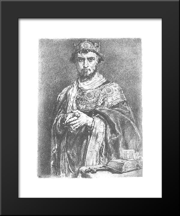 Kazimierz I Odnowiciel 20x24 Black Modern Wood Framed Art Print Poster by Matejko, Jan