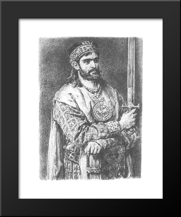 Kazimierz Ii Sprawiedliwy 20x24 Black Modern Wood Framed Art Print Poster by Matejko, Jan
