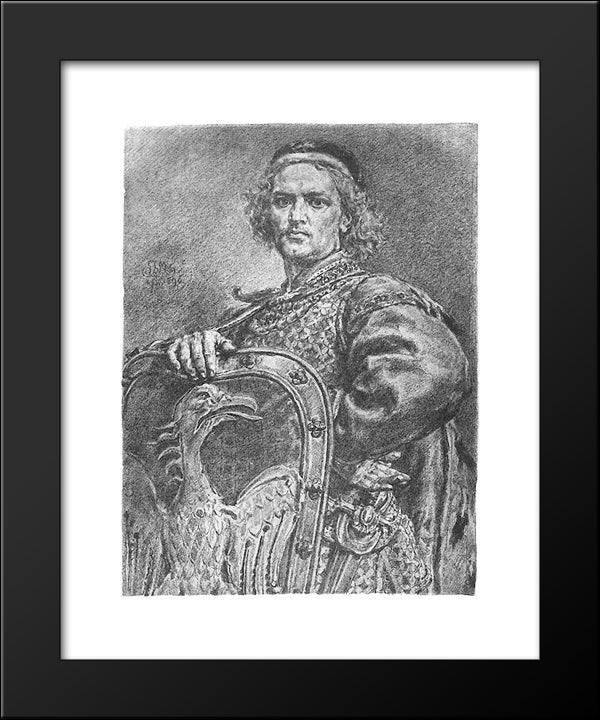 Leszek I The White 20x24 Black Modern Wood Framed Art Print Poster by Matejko, Jan