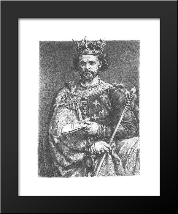 Louis The Hungarian 20x24 Black Modern Wood Framed Art Print Poster by Matejko, Jan