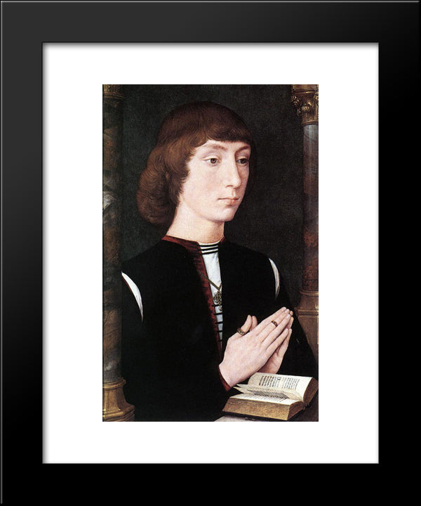 Young Man At Prayer 20x24 Black Modern Wood Framed Art Print Poster by Memling, Hans
