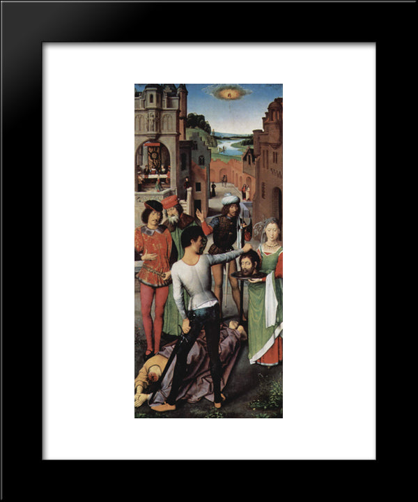 Triptych Of The Mystical Marriage Of St. Catherine Of Alexandria, The Founder Jacob De Kueninc And Anthony Seghers 20x24 Black Modern Wood Framed Art Print Poster by Memling, Hans