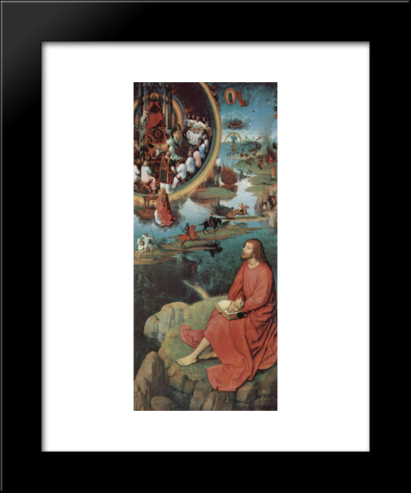 Triptych Of The Mystical Marriage Of St. Catherine Of Alexandria, Right Wing, Scene Of St. John The Evangelist In Patmos 20x24 Black Modern Wood Framed Art Print Poster by Memling, Hans