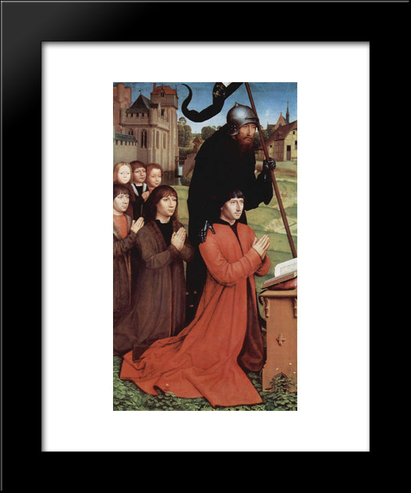 Triptych Of Willem Moreel, Left Wing, The Founder Willem Moreel, His Sons And St. William Of Maleval 20x24 Black Modern Wood Framed Art Print Poster by Memling, Hans