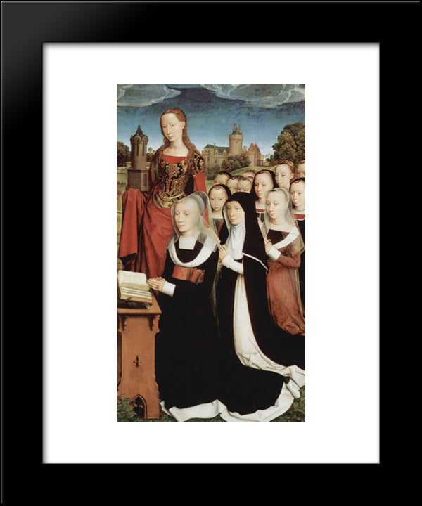 Riptych Of Willem Moreel, Right Wing, The Founder Barbara Van Vlaenderbergh, Wife Of Willem Moreel, The Daughters And The St. Barbara 20x24 Black Modern Wood Framed Art Print Poster by Memling, Hans