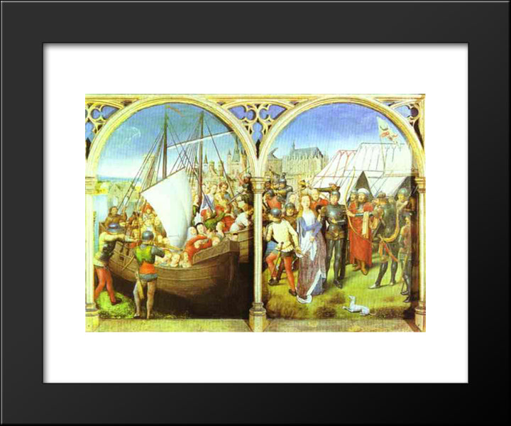 The Martyrdom Of St. Ursula'S Companions And The Martyrdom Of St. Ursula. From The Shrine Of St. Ursula 20x24 Black Modern Wood Framed Art Print Poster by Memling, Hans