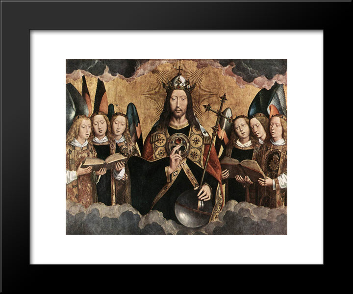 Christ Blessing, Central Panel From A Triptych From The Church Of Santa Maria La Real, Najera 20x24 Black Modern Wood Framed Art Print Poster by Memling, Hans