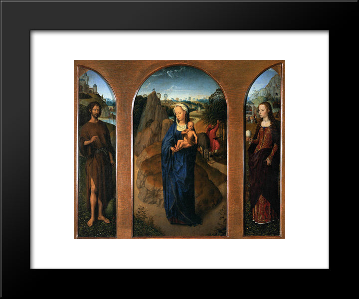 The Rest On The Flight Into Egypt 20x24 Black Modern Wood Framed Art Print Poster by Memling, Hans