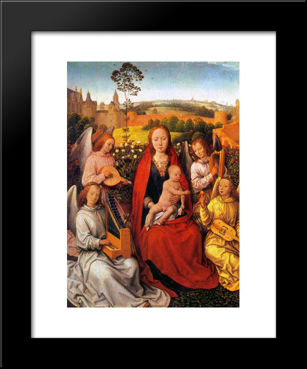 Virgin And Child With Musician Angels 20x24 Black Modern Wood Framed Art Print Poster by Memling, Hans
