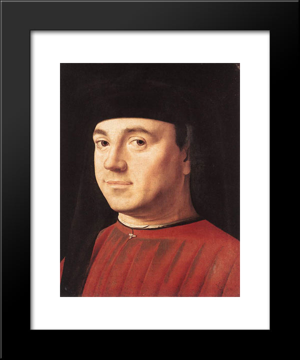 Portrait Of A Man 20x24 Black Modern Wood Framed Art Print Poster by Messina, Antonello da