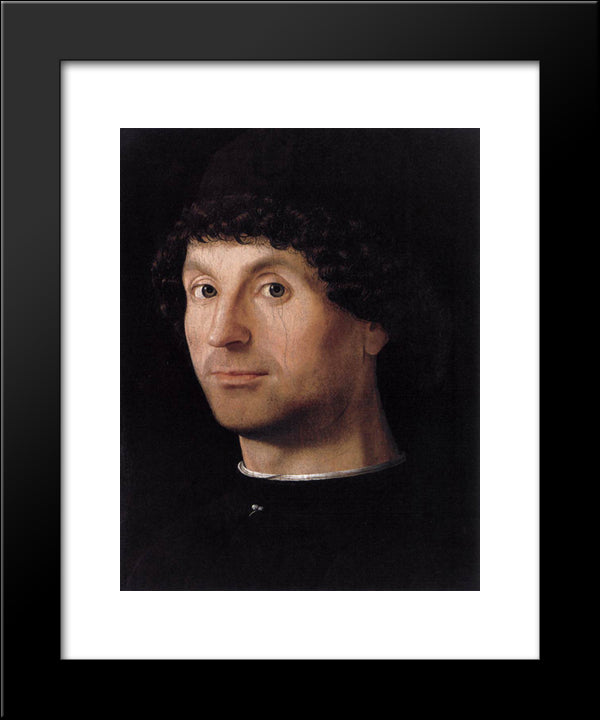 Portrait Of A Man 20x24 Black Modern Wood Framed Art Print Poster by Messina, Antonello da