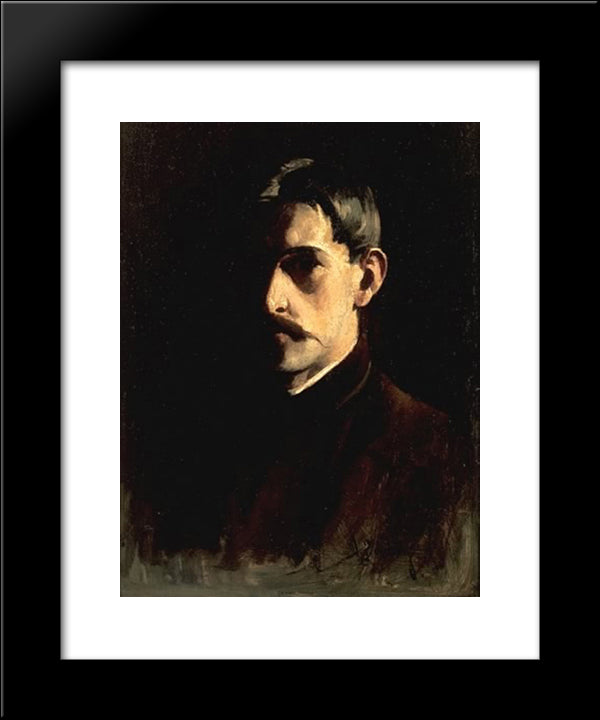 Self-Portrait 20x24 Black Modern Wood Framed Art Print Poster by Metcalf, Willard
