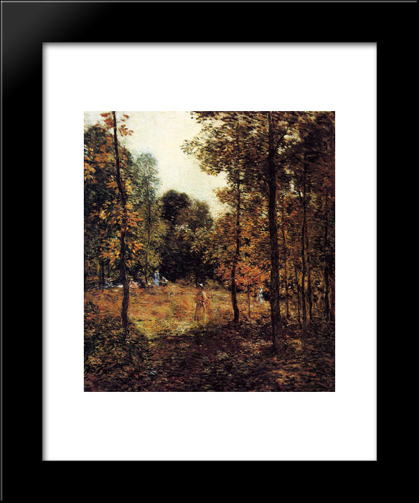 The Picnic 20x24 Black Modern Wood Framed Art Print Poster by Metcalf, Willard