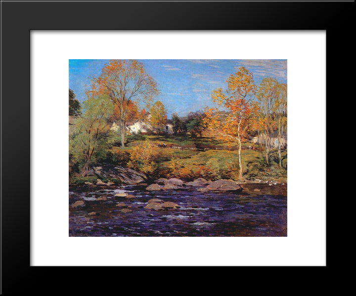 October Morning (No 1) 20x24 Black Modern Wood Framed Art Print Poster by Metcalf, Willard