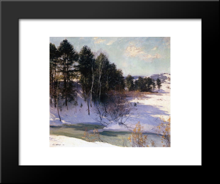 Thawing Brook (Winter Shadows) 20x24 Black Modern Wood Framed Art Print Poster by Metcalf, Willard