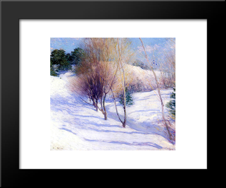 Winter In New Hampshire 20x24 Black Modern Wood Framed Art Print Poster by Metcalf, Willard