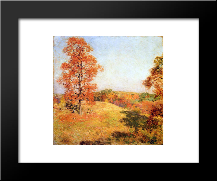 Nut Gathering 20x24 Black Modern Wood Framed Art Print Poster by Metcalf, Willard