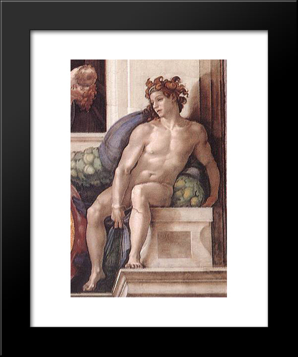 Ignudo 20x24 Black Modern Wood Framed Art Print Poster by Michelangelo