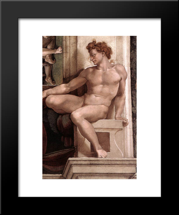 Ignudo 20x24 Black Modern Wood Framed Art Print Poster by Michelangelo