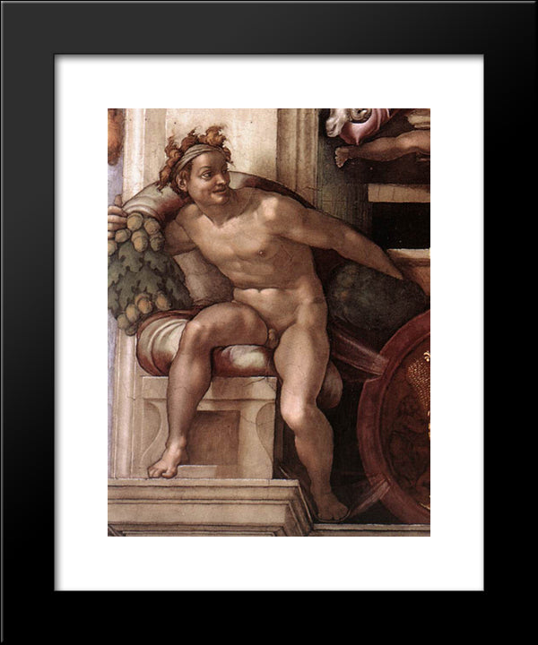 Ignudo 20x24 Black Modern Wood Framed Art Print Poster by Michelangelo