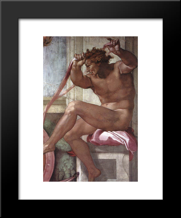 Ignudo 20x24 Black Modern Wood Framed Art Print Poster by Michelangelo