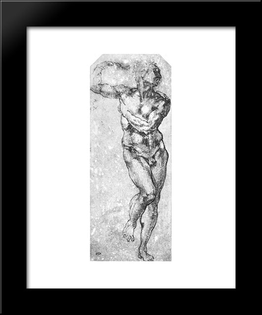 Study Of Nude Man 20x24 Black Modern Wood Framed Art Print Poster by Michelangelo