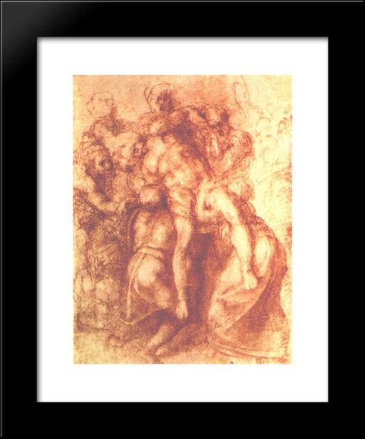 Study To 'Pieta' 20x24 Black Modern Wood Framed Art Print Poster by Michelangelo