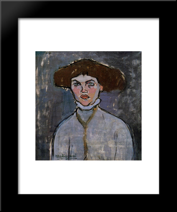 Head Of A Young Woman 20x24 Black Modern Wood Framed Art Print Poster by Modigliani, Amedeo