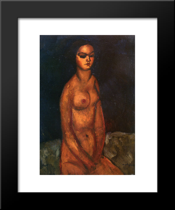 Seated Nude 20x24 Black Modern Wood Framed Art Print Poster by Modigliani, Amedeo