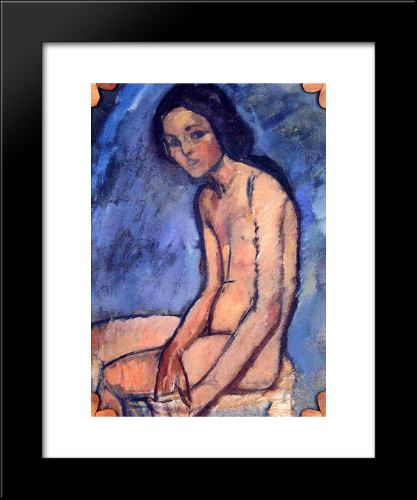 Seated Nude 20x24 Black Modern Wood Framed Art Print Poster by Modigliani, Amedeo