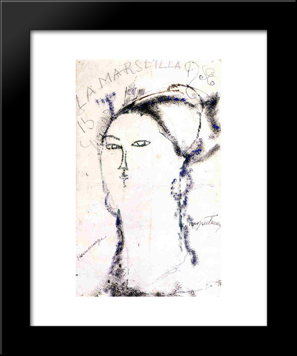 Madame Othon Friesz, La Marseillaise 20x24 Black Modern Wood Framed Art Print Poster by Modigliani, Amedeo