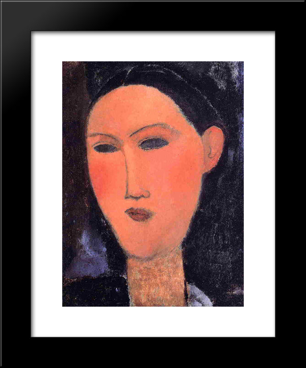 Woman'S Head 20x24 Black Modern Wood Framed Art Print Poster by Modigliani, Amedeo