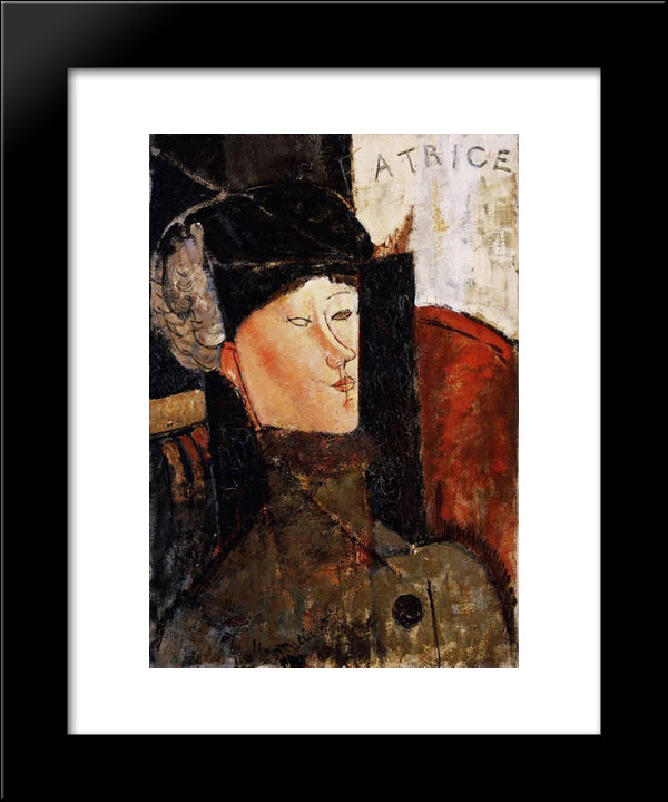 Portrait Of Beatrice Hastings 20x24 Black Modern Wood Framed Art Print Poster by Modigliani, Amedeo