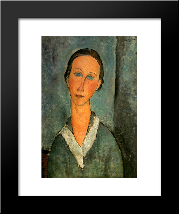Girl In A Sailor'S Blouse 20x24 Black Modern Wood Framed Art Print Poster by Modigliani, Amedeo