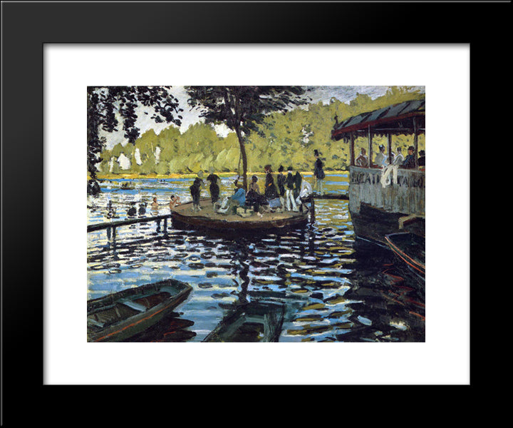 The Grenouillere 20x24 Black Modern Wood Framed Art Print Poster by Monet, Claude