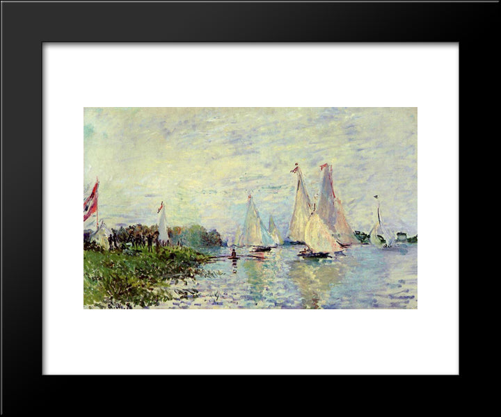 Regatta At Argenteuil 20x24 Black Modern Wood Framed Art Print Poster by Monet, Claude