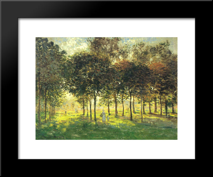The Promenade At Argenteuil, Soleil Couchant 20x24 Black Modern Wood Framed Art Print Poster by Monet, Claude