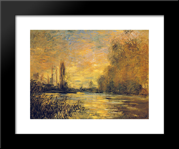 The Small Arm Of The Seine At Argenteuil 20x24 Black Modern Wood Framed Art Print Poster by Monet, Claude