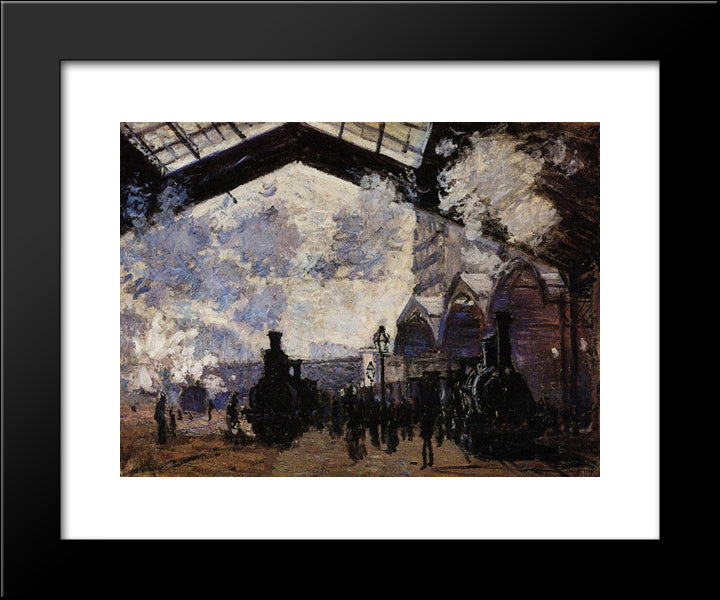 Saint-Lazare Station, Exterior View 20x24 Black Modern Wood Framed Art Print Poster by Monet, Claude