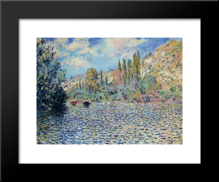 The Seine At Vetheuil 20x24 Black Modern Wood Framed Art Print Poster by Monet, Claude